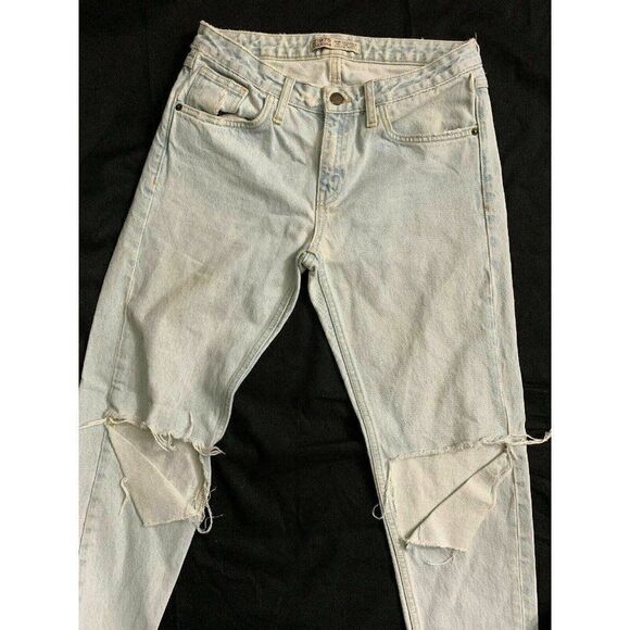 Zara Womens Light Blue Distressed Mid Rise Jeans Denim 4 Small - Picture 2 of 6